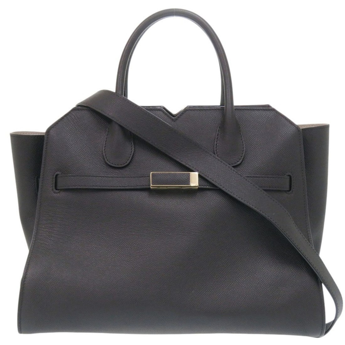 Valextra Milano Bag Medium 2-Way Leather Black Handbag 0448Valextra (1 of 11)