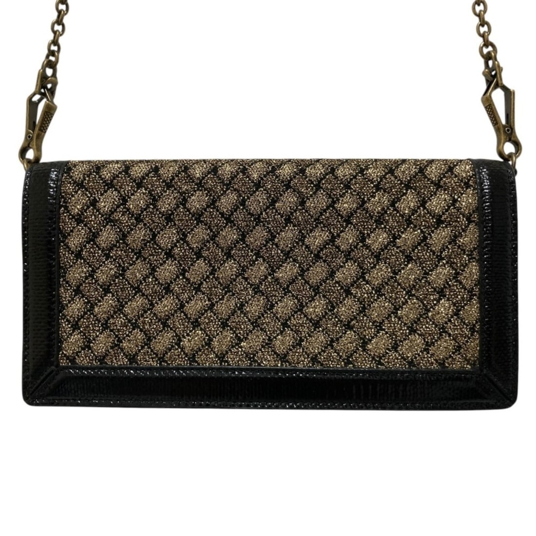 BOTTEGA VENETA Intrecciato Wallet Chain Shoulder Bag Gold Color Black Women's: --- Catalog ---Category: SizeSize (HxWxD): 10.5cm x 21cm x 3cm / 4.13'' x 8.26'' x 1.18''Category: DesignType: Shoulder bagColor: BlackGender: WomenMaterial: Intrecciato Category: GeneralLine: Intrecc