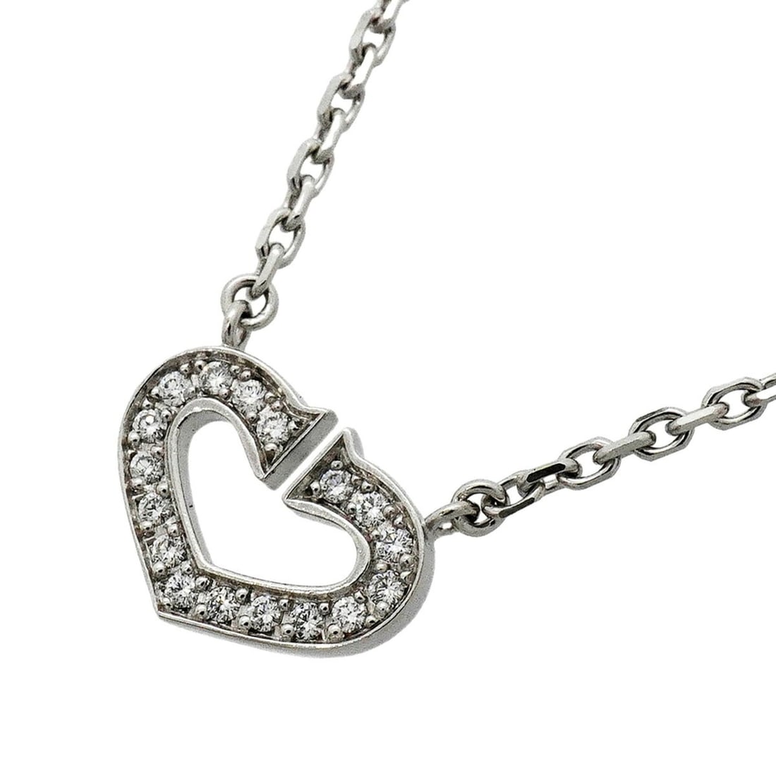 Cartier Necklace C Heart 18KWG White Gold Diamond Women's P3550306: --- Catalog ---Category: SizePendant Size: 9.6mm x 12.3mm / 0.37'' x 0.48''Neck Circumference: 38 cm / 14.96''Category: DesignStone: DiamondGender: WomenMaterial: White gold (18K)Necklace Type: Neckla