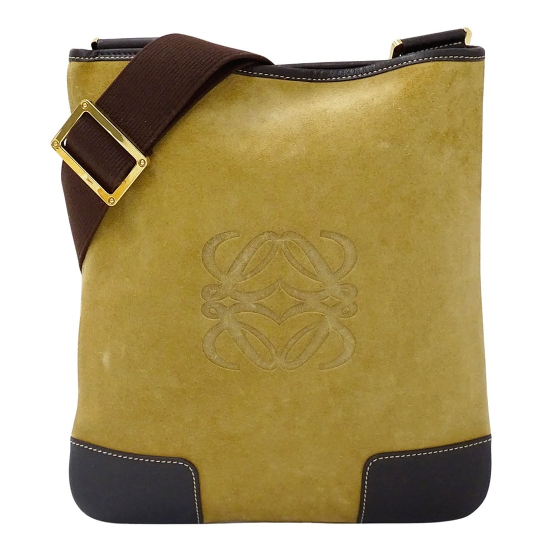 Loewe handbag for women, brand shoulder bag, suede, beige, Anagram pattern.: --- Catalog ---Category: SizeSize (HxWxD): 28cm x 24.5cm x 1cm / 11.02'' x 9.64'' x 0.39''Category: DesignType: Handbag, Shoulder bagColor: BeigeGender: WomenMaterial: Suede Category: GeneralBrand: Lo