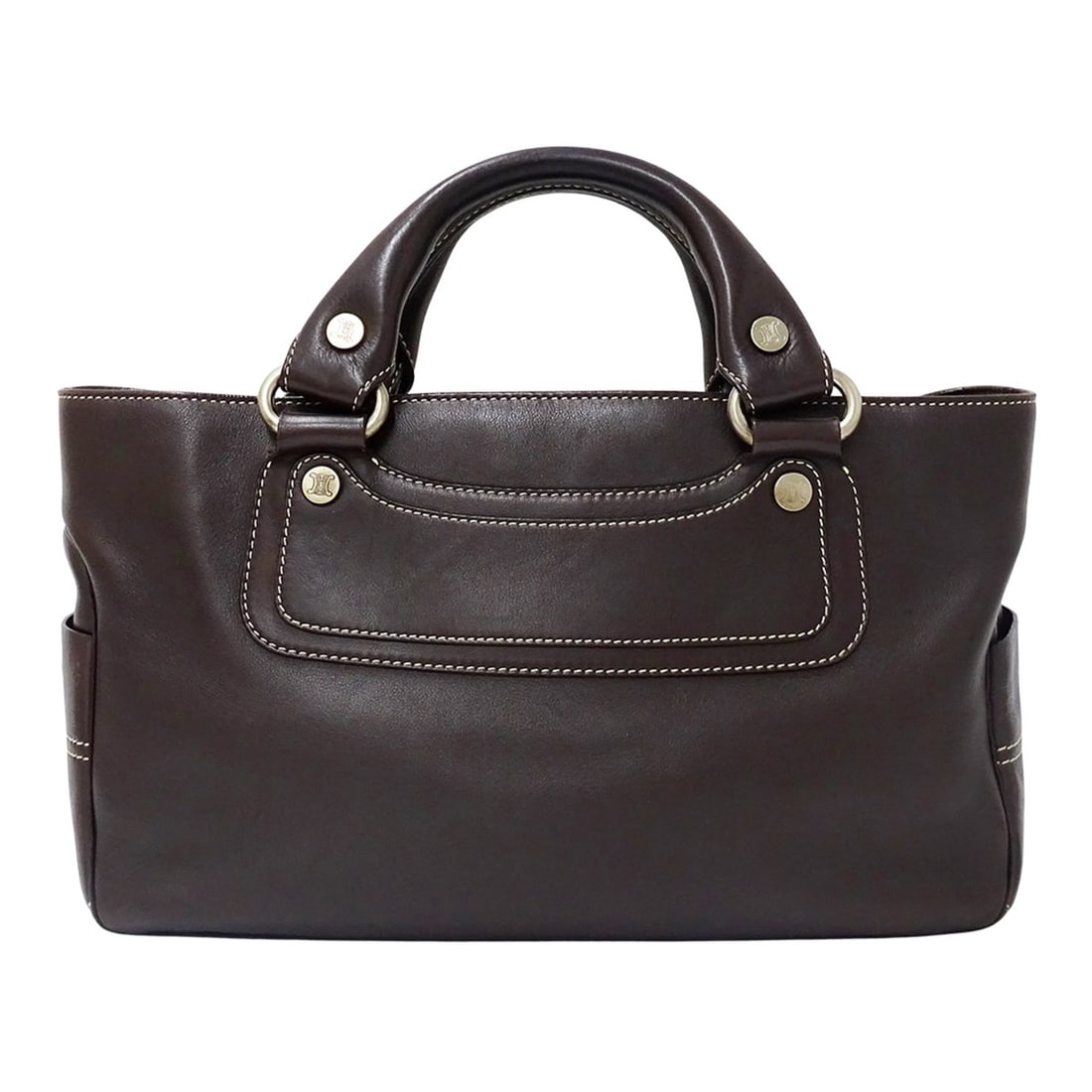 Celine CELINE handbag for women, brand name handbag, Boogie Bag, leather, dark brown.: --- Catalog ---Category: SizeSize (HxWxD): 20.5cm x 33cm x 13cm / 8.07'' x 12.99'' x 5.11''Category: DesignType: HandbagColor: Dark brownGender: WomenMaterial: Leather Category: GeneralBrand: CelineCo