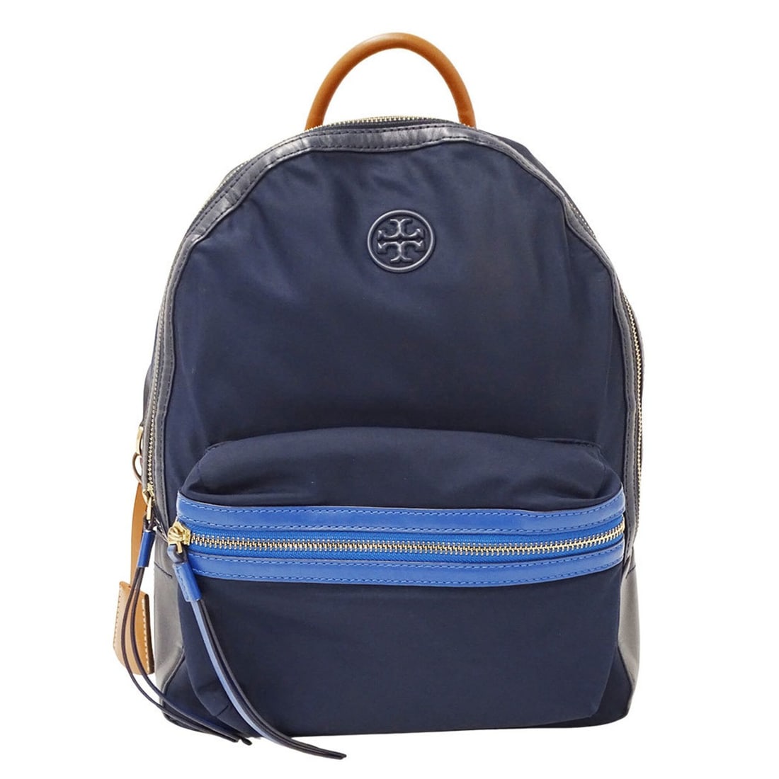 Tory Burch handbag, women's, brand backpack, nylon, navy, logo. (1 of 15)