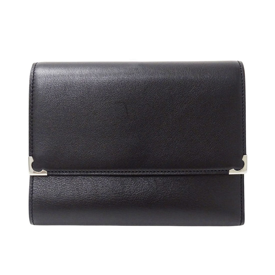 Cartier wallet for women and men, brand name, trifold wallet, leather, cabochon, black. (1 of 14)