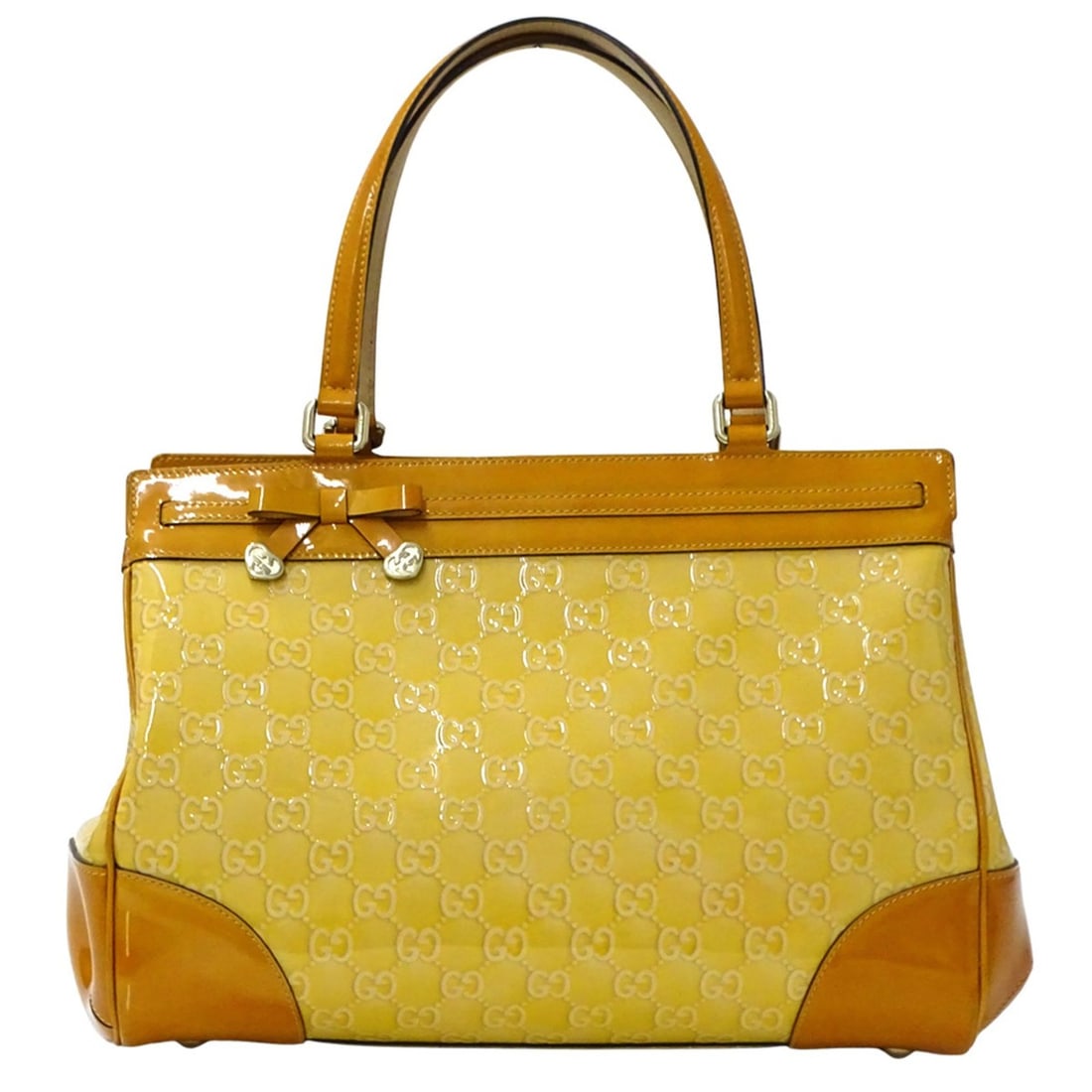 Gucci GUCCI handbag for women, brand name Mayfair GG tote bag, enamel leather, beige, orange,: --- Catalog ---Category: SizeSize (HxWxD): 24cm x 38cm x 16.5cm / 9.44'' x 14.96'' x 6.49''Category: DesignType: Handbag, Tote bagColor: Beige, Orange, YellowGender: WomenMaterial: Leather Category: G