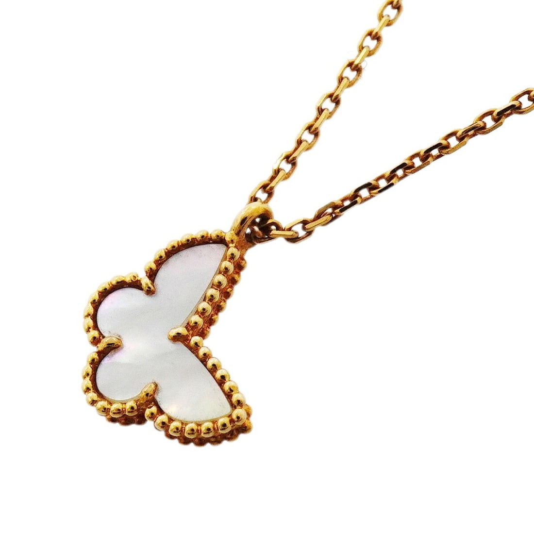 Van Cleef & Arpels Sweet Alhambra Papillon Necklace, 18K Yellow Gold, Mother-of-Pearl, Ladies': --- Catalog ---Category: SizePendant Size: 12.9mm x 10.6mm / 0.5'' x 0.41''Neck Circumference: 38 cm - 40 cm / 14.96'' - 15.74''Category: DesignGender: WomenMaterial: Mother of pearl, Yellow gold (18K