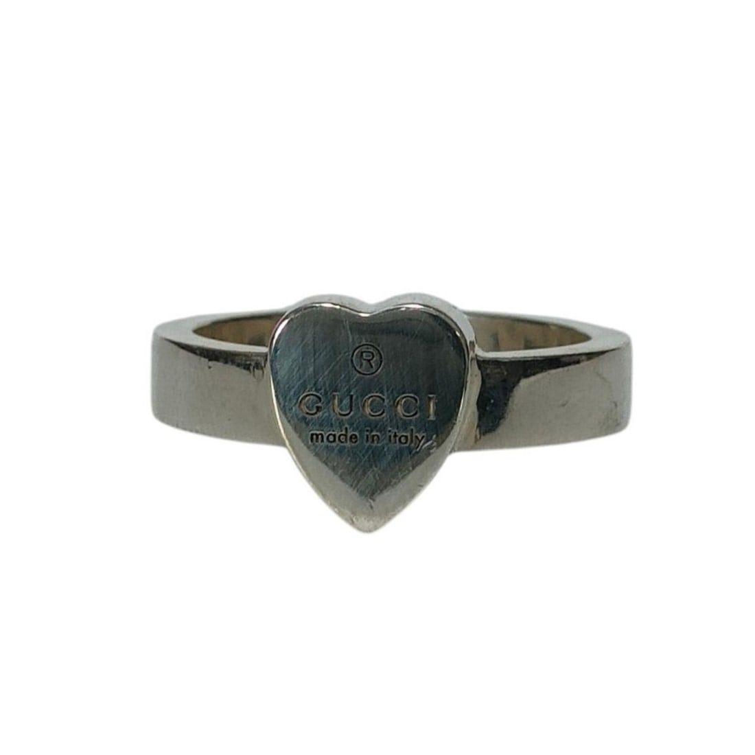 GUCCI AG925 Heart Mark Ring, Size 1 (approx.), Silver, Women's: --- Catalog ---Category: SizeJP Size: 14US Size: 7Category: DesignType: Band ringColor: SilverGender: WomenMaterial: Silver 925Category: GeneralBrand: Gucci--- Item List ---Section: ConditionRanking: 