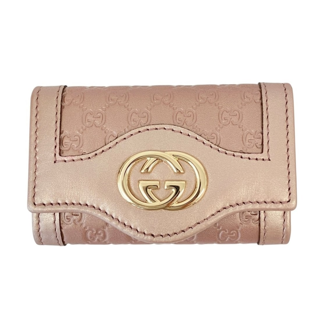 GUCCI Interlocking G GGssima Leather 6-Key Case 282432 Pink (Women's): --- Catalog ---Category: DesignType: KeycaseColor: PinkGender: WomenMaterial: Leather Category: GeneralBrand: GucciCategory: Physical PropertiesSize (HxWxD): 6cm x 9.5cm x 3cm / 2.36'' x 3.74'' x 1.18