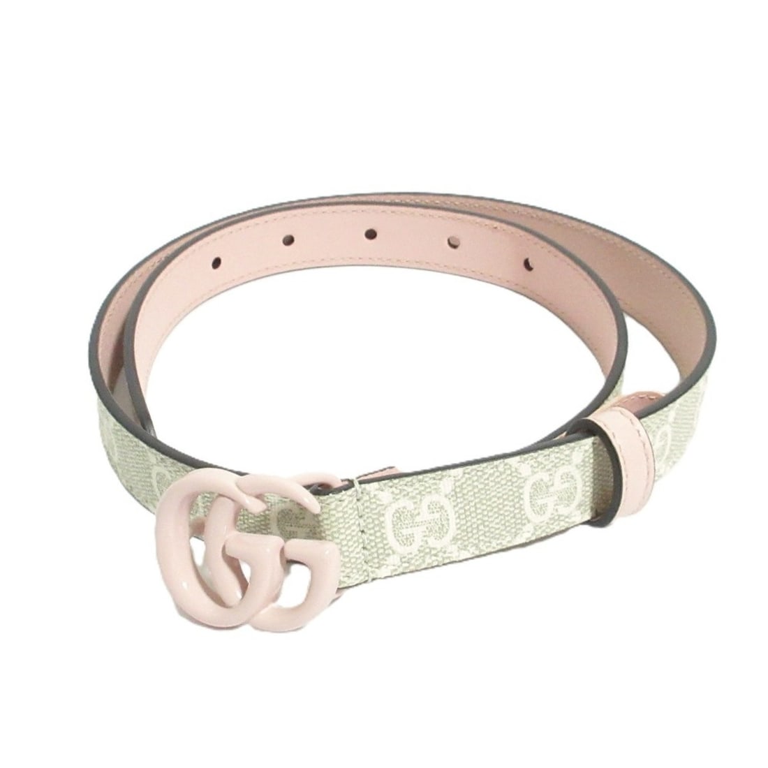 GUCCI GG Supreme Marmont Slim Belt 409417 Size 70 Pink Beige Women's: --- Catalog ---Category: SizeLength: 63cm - 75cm / 24.8'' - 29.52''Category: DesignType: Standard beltColor: Beige, PinkGender: WomenMaterial (Strap): Canvas Category: GeneralBrand: Gucci--- Item List
