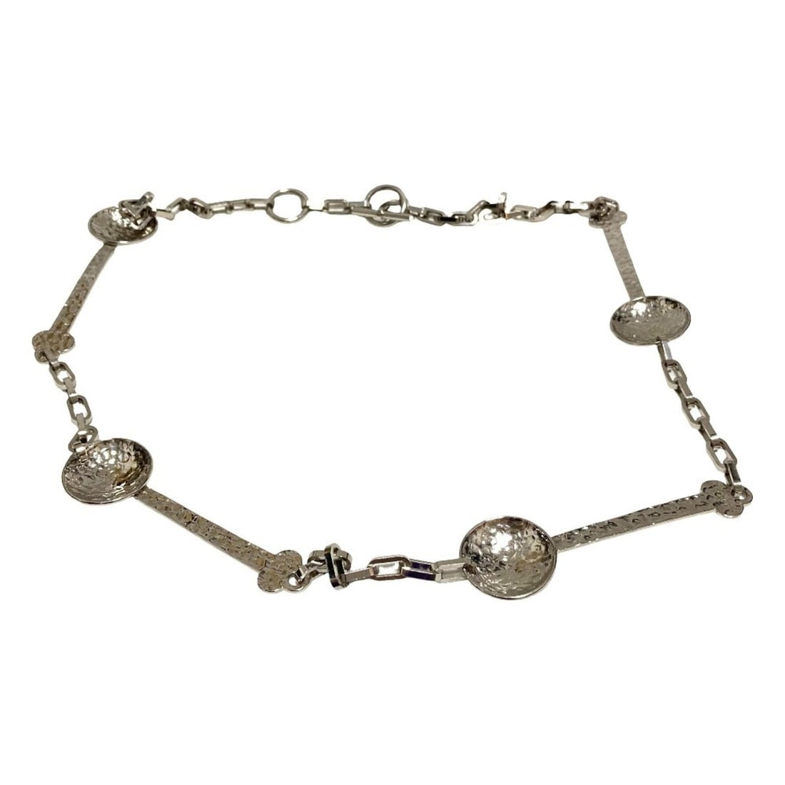 LOEWE Palladium Hammered Spoon Necklace 119.19.017 Silver Color Women's (1 of 8)