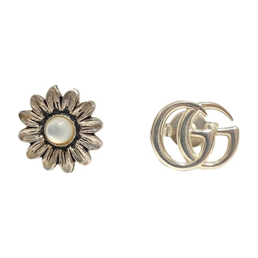 GUCCI Double G Flower Motif Stud Earrings, 925 Silver, Men's & Women's: --- Catalog ---Category: SizeSize (HxWxD): 10.00mm x 10.00mm / 0.39'' x 0.39''Category: DesignType: Stud earringsColor: SilverGender: Men,WomenMaterial: Silver 925Category: GeneralBrand: Gucci--- Item