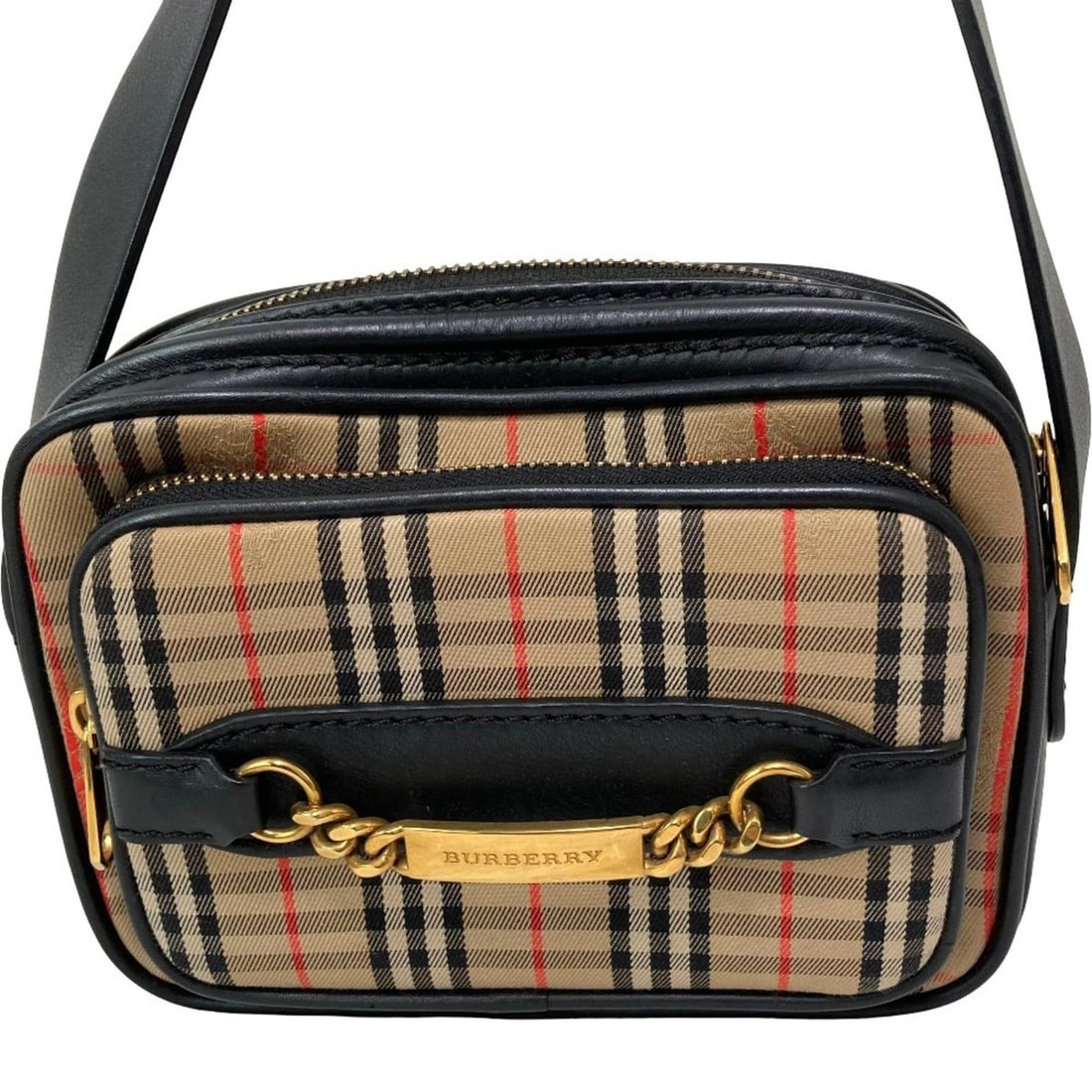 BURBERRY Cotton Canvas Leather Nova Check Chain Shoulder Bag, Beige, Women's: --- Catalog ---Category: SizeSize (HxWxD): 14cm x 19cm x 5.5cm / 5.51'' x 7.48'' x 2.16''Category: DesignType: Shoulder bagColor: Beige, BlackGender: WomenCategory: GeneralBrand: Burberry--- Item List