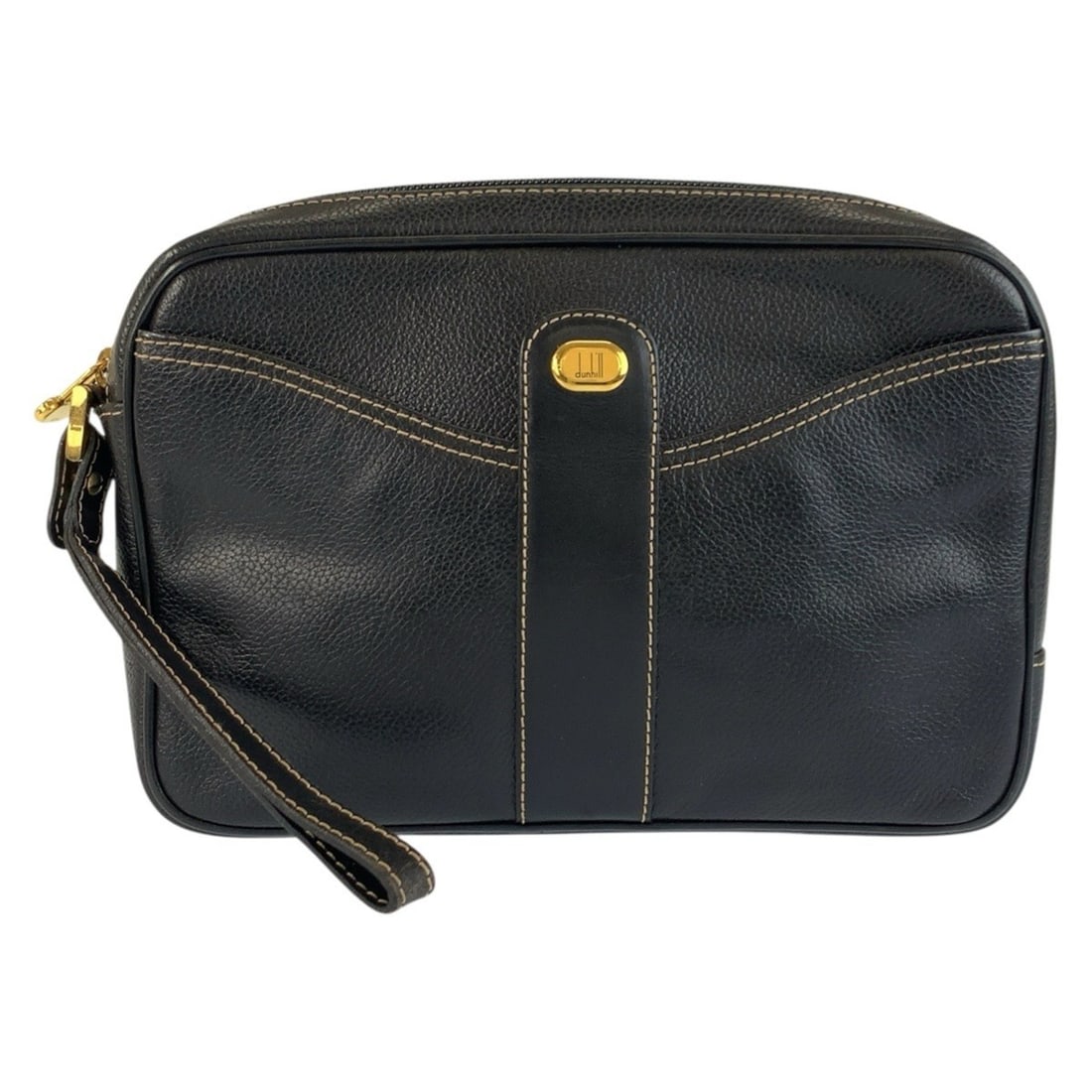 Dunhill black leather clutch bag with gold hardware, men's bag.: --- Catalog ---Category: SizeSize (HxWxD): 16cm x 23cm x 6cm / 6.29'' x 9.05'' x 2.36''Category: DesignType: Clutch bagColor: BlackGender: MenMaterial: Leather Category: GeneralBrand: DunhillCountry o