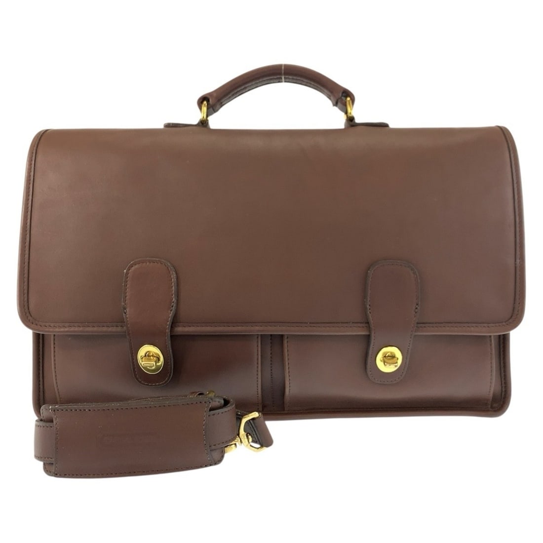 COACH Vintage Old Coach Brown Leather Business Bag Briefcase 5275 with Gold Hardware for Men: --- Catalog ---Category: SizeSize (HxWxD): 24cm x 41cm x 9cm / 9.44'' x 16.14'' x 3.54''Category: DesignType: BriefcaseColor: BrownGender: MenMaterial: Leather Category: GeneralMPN: 5275Brand: CoachCo