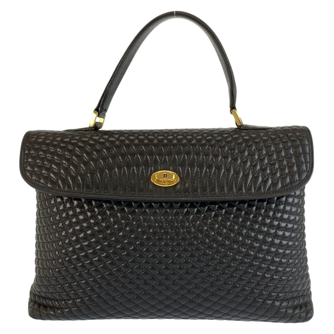 BALLY Vintage Quilted Black Leather Handbag with Gold Hardware for Women: --- Catalog ---Category: SizeSize (HxWxD): 19cm x 29cm x 8cm / 7.48'' x 11.41'' x 3.14''Category: DesignType: HandbagColor: BlackGender: WomenMaterial: Leather Category: GeneralBrand: BallyCountry of 