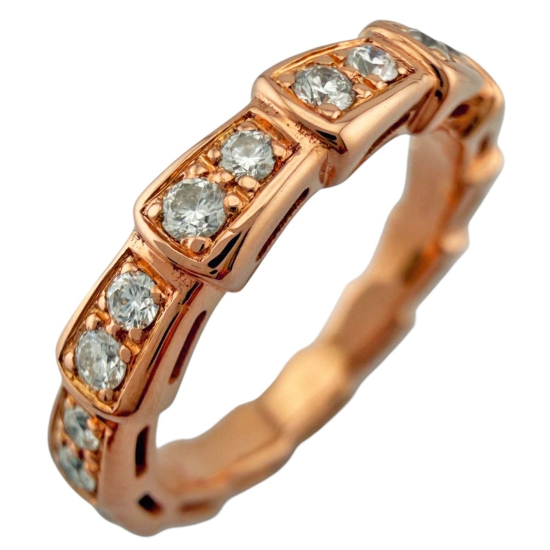 Bvlgari Bulgari Serpenti Viper Ring, 18K Pink Gold, Diamond, Women's, Full Pave Diamond (1 of 13)