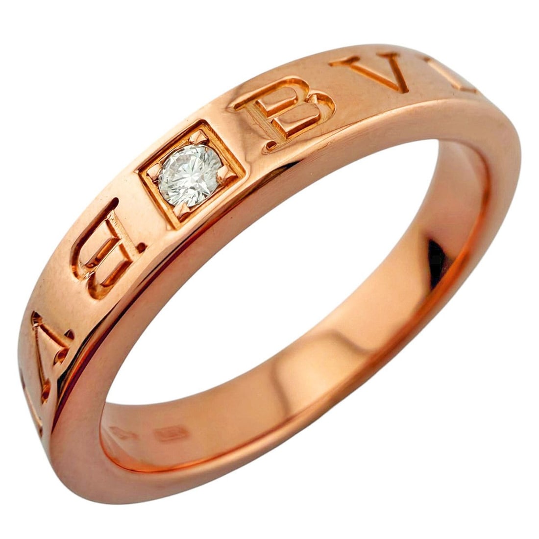 BVLGARI Ring, 1, 18K Pink Gold, Diamond, Women's Ring: --- Catalog ---Category: PackNumber in Pack: 1Category: SizeJP Size: 19US Size: 9.5Category: DesignType: Band ringColor: Pink goldGender: WomenMaterial: Pink gold (18K)Category: GeneralLine: Bvlgari B