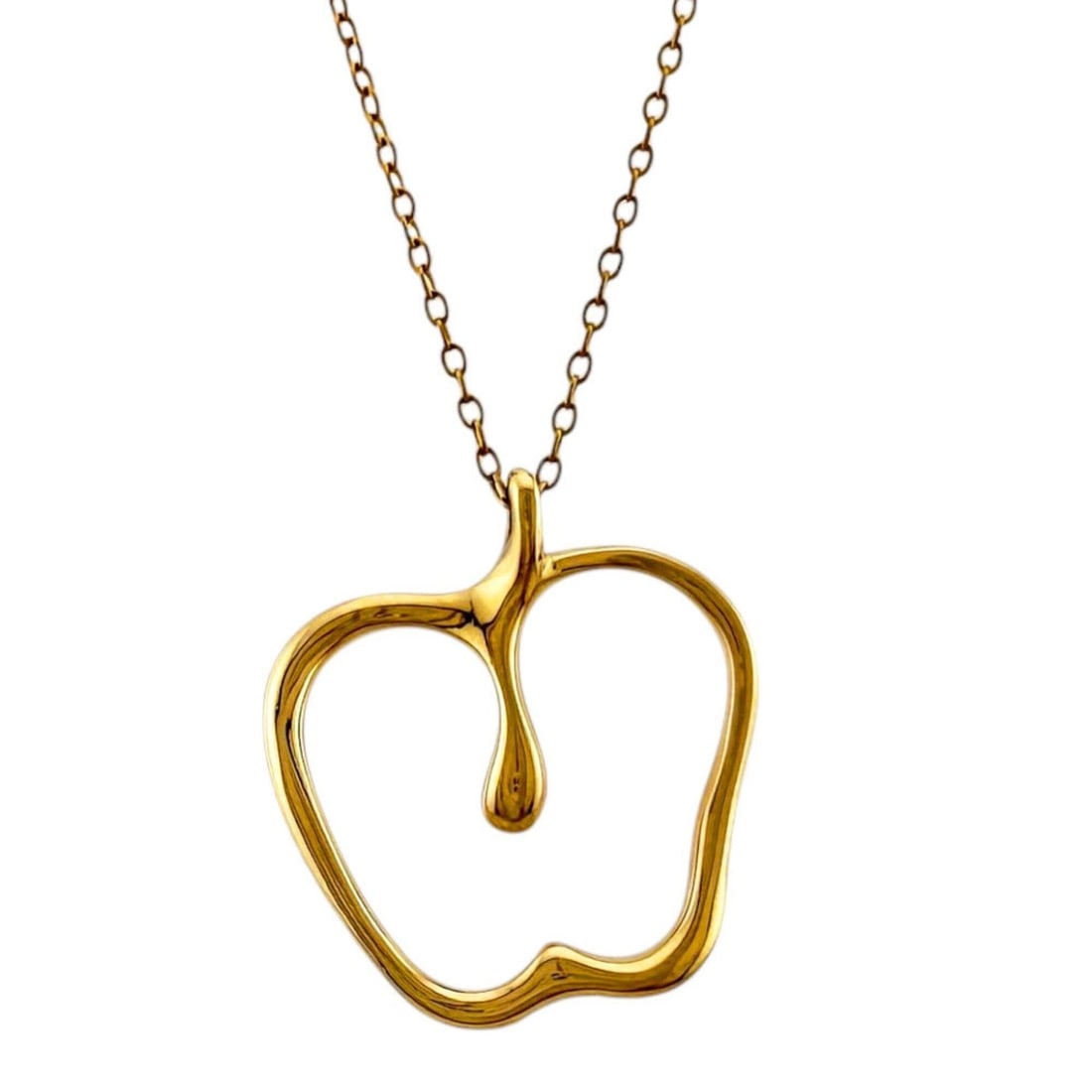 Tiffany & Co. Apple Necklace, 18K Yellow Gold, Women's.: --- Catalog ---Category: SizePendant Size: 29.5mm x 27.5mm / 1.16'' x 1.08''Neck Circumference: 83 cm / 32.67''Category: DesignColor: GoldGender: WomenMaterial: Yellow gold (18K)Necklace Type: Necklac