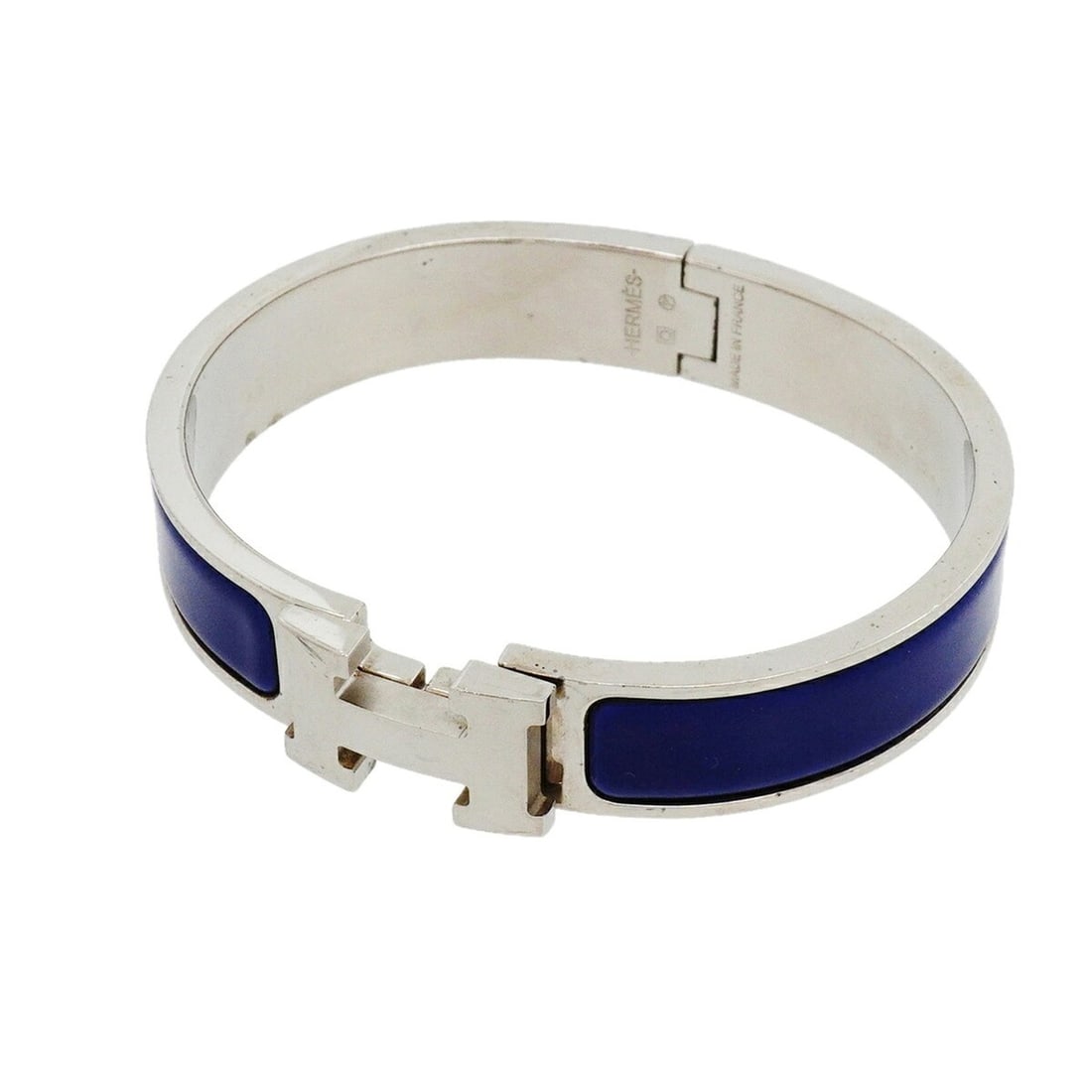 Hermes Bangle Clic Clac PM Metal Silver Blue Women's OP022998 (1 of 15)