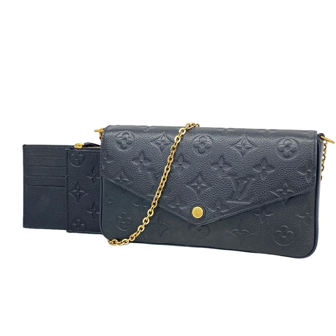 Louis Vuitton Monogram Empreinte Pochette Felicie M64064 Noir (Women's) OP022276: --- Catalog ---Category: SizeSize (HxWxD): 12cm x 21.5cm x 3cm / 4.72'' x 8.46'' x 1.18''Category: DesignType: Chain/Shoulder walletColor: NoirGender: WomenCategory: GeneralMPN: M64064Brand: Louis Vui