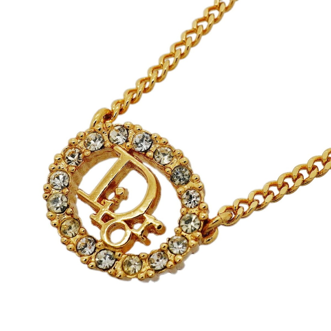 Christian Dior Necklace, Oval, GP Plated, Rhinestone, Gold, Women's: --- Catalog ---Category: SizePendant Size: 13.6mm x 16.8mm / 0.53'' x 0.66''Neck Circumference: 38.5 cm - 43 cm / 15.15'' - 16.92''Category: DesignColor: GoldGender: WomenMaterial: Gold plating, Rhine