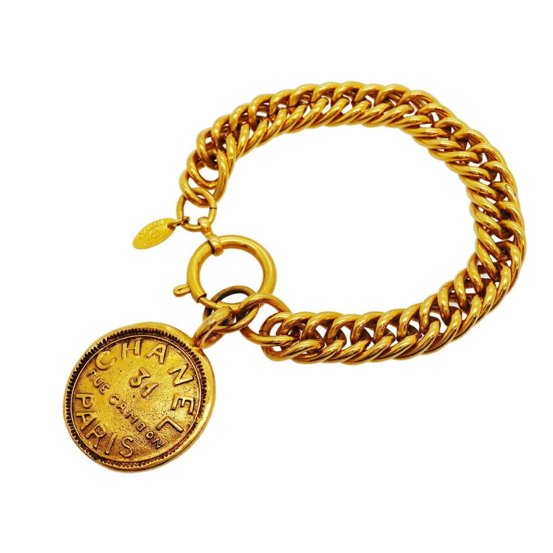 Chanel Bracelet, Cambon Circle, GP Plated Gold, Women's: --- Catalog ---Category: SizeLength: 21cm / 8.26''Category: DesignType: Charm braceletColor: GoldGender: WomenMaterial: Gold platingCategory: GeneralBrand: Chanel--- Item List ---Section: ConditionRan