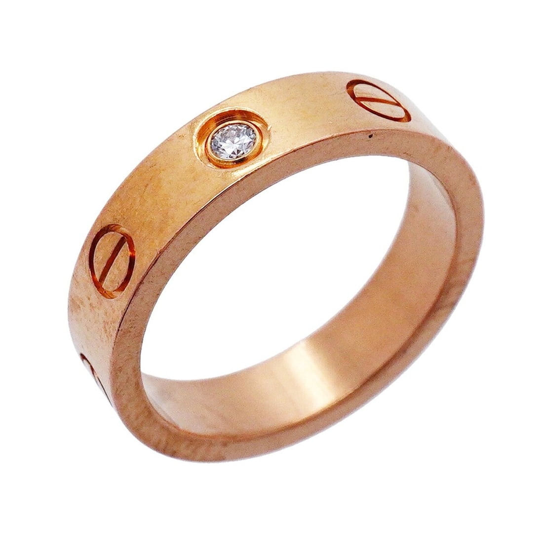 Cartier Mini Love Ring, 1PD, 18KPG Pink Gold, Diamond, Size 46, Women's: --- Catalog ---Category: SizeUS Size: 3.5Brand Size: 46Category: DesignType: Band ringStone: DiamondGender: WomenMaterial: Pink gold (18K)Category: GeneralBrand: Cartier--- Item List ---Section: Condi