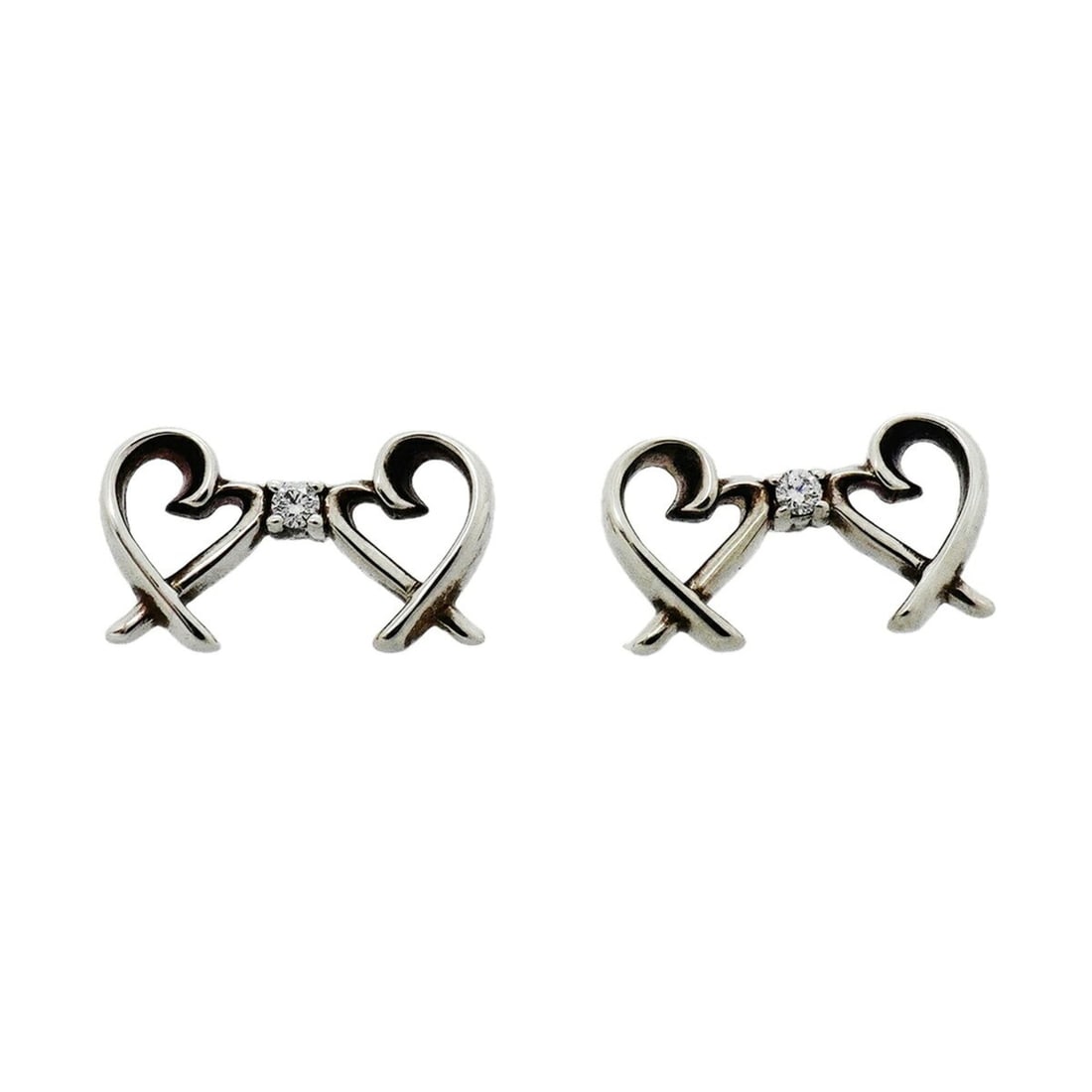 Tiffany & Co. Double Loving Heart Earrings, 1PD (Diamond), Sterling Silver 925, Ladies' Earrings (1 of 16)