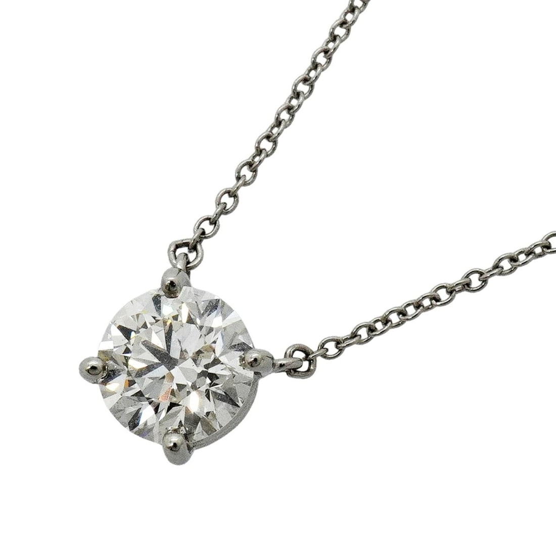 Tiffany & Co. Solitaire Necklace, 1PD Diamond, Platinum 950, Ladies': --- Catalog ---Category: SizePendant Size: 7.7mm x 7.3mm / 0.3'' x 0.28''Neck Circumference: 39 cm - 41 cm / 15.35'' - 16.14''Category: DesignStone: DiamondGender: WomenMaterial: Platinum 950Necklace 
