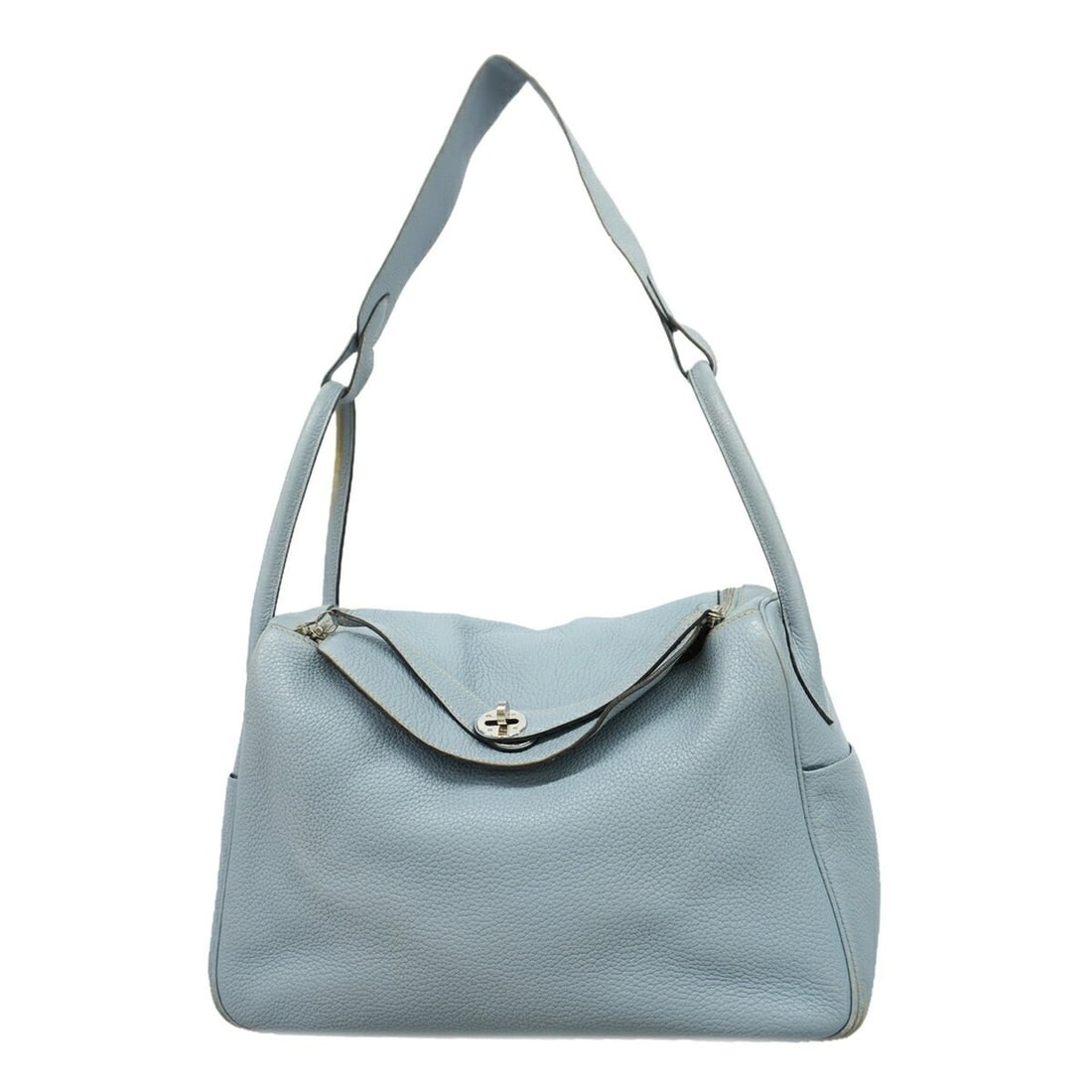 Hermes Lindy 34 Handbag, Taurillon Clemence Leather, Pale Blue, ?Q Stamp, 2-way Bag for Women,: --- Catalog ---Category: SizeSize (HxWxD): 21.5cm x 33cm x 16.5cm / 8.46'' x 12.99'' x 6.49''Category: DesignType: HandbagColor: BlueGender: WomenMaterial: Taurillon clemence leather Hardware Color: S