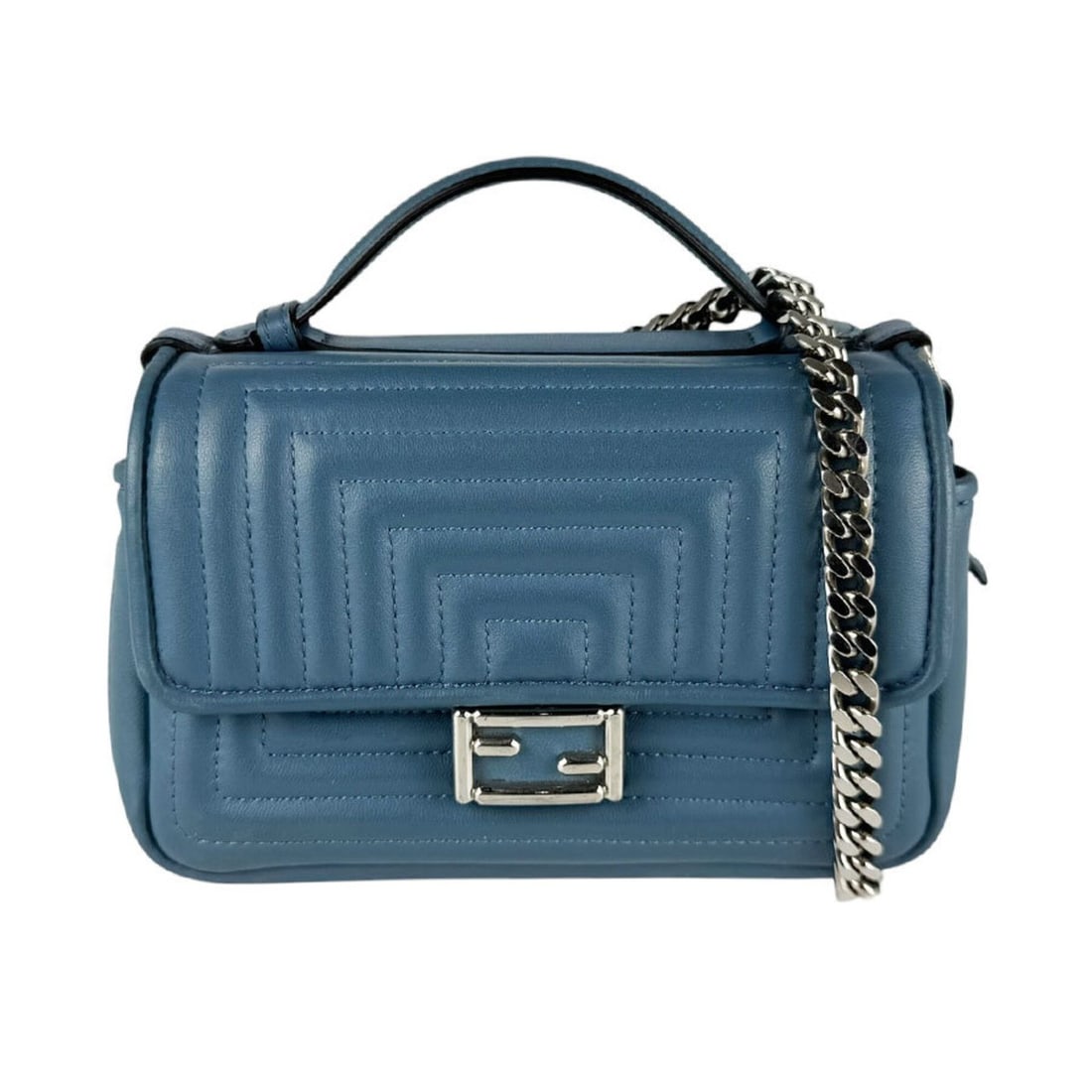 Fendi FENDI Shoulder Bag Double Micro Baguette Leather Blue Women's 8M0371-I8F z11049 (1 of 14)