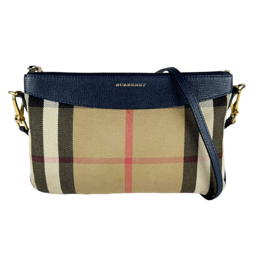 Burberry shoulder bag, canvas and leather, navy beige, women's, z11003: --- Catalog ---Category: SizeSize (HxWxD): 16cm x 24cm x 2cm / 6.29'' x 9.44'' x 0.78''Category: DesignType: Shoulder bagColor: Beige, NavyGender: WomenMaterial: Canvas , Leather Category: GeneralBran