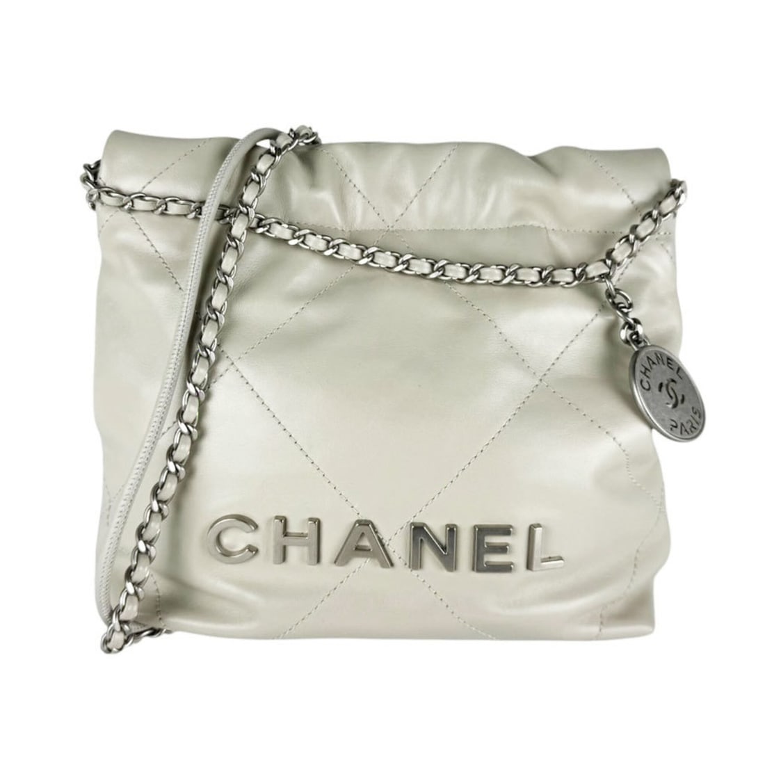Chanel CHANEL Shoulder Bag CHANEL22 Mini Leather Ivory Women's z11079: --- Catalog ---Category: SizeSize (HxWxD): 20cm x 22cm x 8cm / 7.87'' x 8.66'' x 3.14''Category: DesignType: Shoulder bagColor: IvoryGender: WomenMaterial: Leather Category: GeneralBrand: ChanelCountr