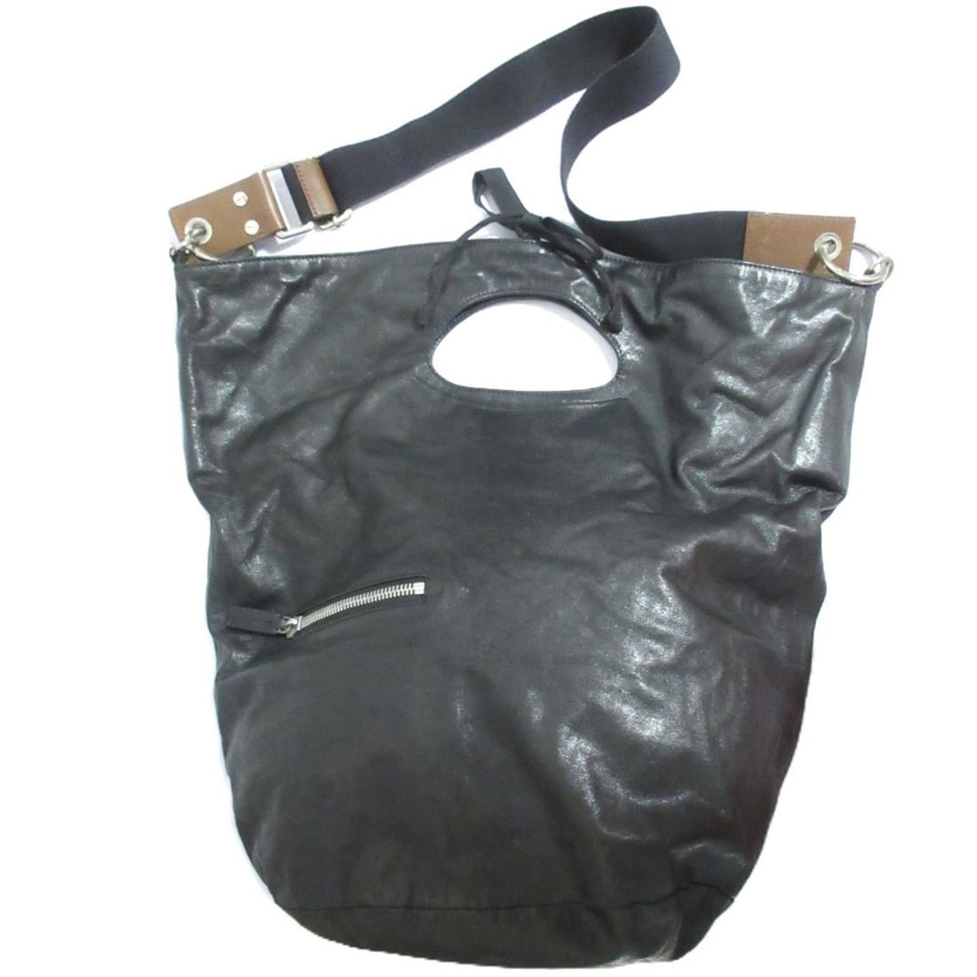 MARNI Leather 2-Way Shoulder Bag, Black, Women's: --- Catalog ---Category: SizeSize (HxWxD): 43cm x 41cm x 21cm / 16.92'' x 16.14'' x 8.26''Category: DesignType: Shoulder bagColor: BlackGender: WomenCategory: GeneralBrand: Marni--- Item List ---Secti