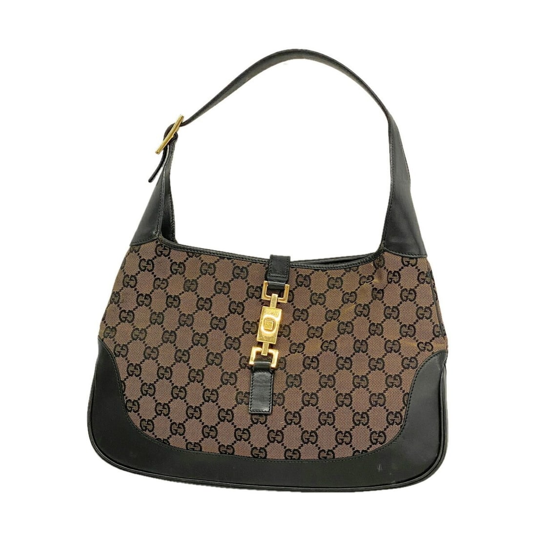 Gucci GG Canvas Jackie Shoulder Bag 001 3306 Brown Black Women's P3557379 (1 of 12)