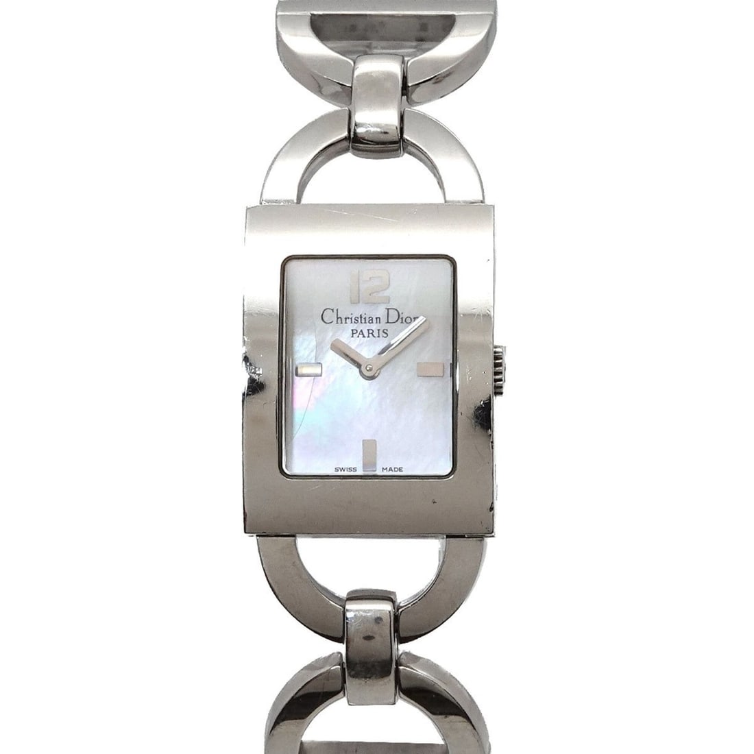 Christian Dior Maris Women's Watch D78-109 White Shell Quartz: --- Catalog ---Category: SizeWrist Size: 17cm / 6.69''Case Diameter: 19mm / 0.75''Category: DesignType: WristwatchGender: WomenColor (Dial): White shellMaterial (Band): Stainless steelMaterial (Case):