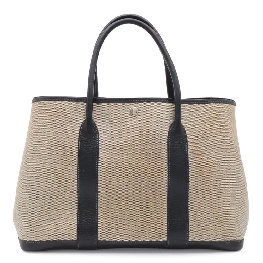 HERMES Garden PM Bolduc Ribbon Tote Bag Handbag Toile H Leather Gray Black ?F Stamp: --- Catalog ---Category: SizeSize (HxWxD): 25.5cm x 36cm x 17.5cm / 10.03'' x 14.17'' x 6.88''Category: DesignType: Handbag, Tote bagColor: Black, Gray, YellowGender: WomenMaterial: Toile H Category: 