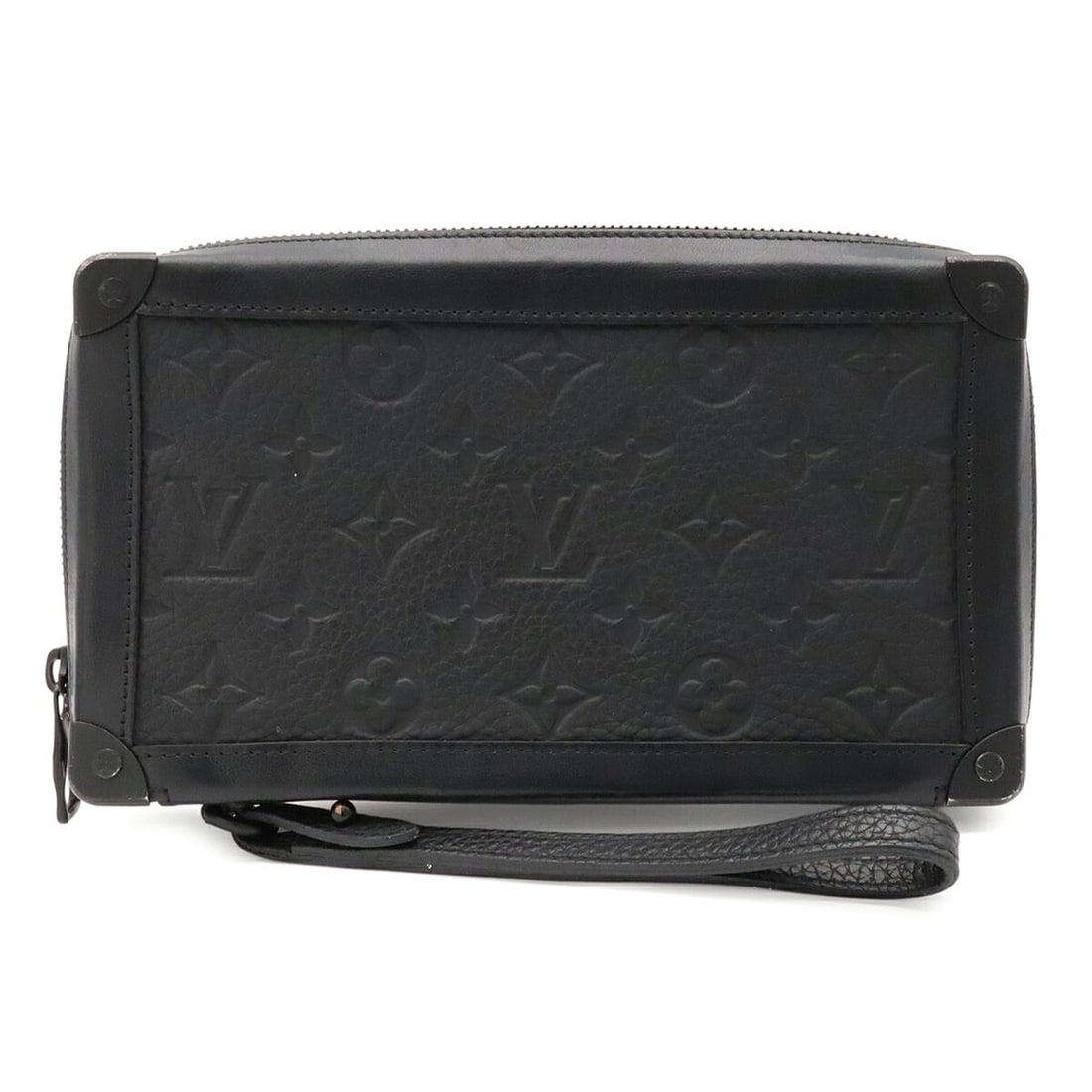 LOUIS VUITTON Louis Vuitton Monogram Taurillon Soft Trunk Clutch Bag Second Black M68986 (1 of 11)