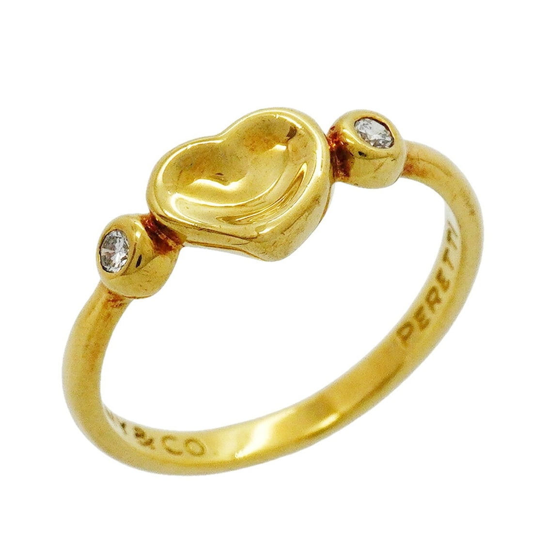 Tiffany & Co. Full Heart Ring, 2PD (2 Diamonds), 18K Yellow Gold, Size 8.5, Women's: --- Catalog ---Category: SizeJP Size: 8.5US Size: 4.5Category: DesignType: Band ringStone: DiamondGender: WomenMaterial: Yellow gold (18K)Category: GeneralBrand: Tiffany--- Item List ---Section: Condi