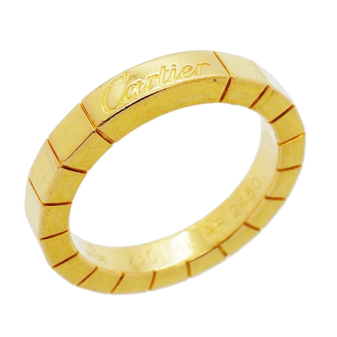 Cartier Lanieres Ring, 18K Yellow Gold, Size 48, Ladies': --- Catalog ---Category: SizeUS Size: 4.5Brand Size: 48Category: DesignType: Band ringGender: WomenMaterial: Yellow gold (18K)Category: GeneralBrand: Cartier--- Item List ---Section: ConditionRanking: