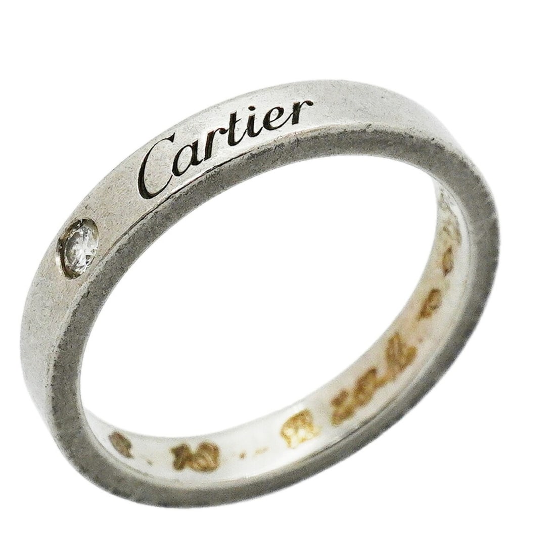 Cartier C de Ring, 1PD (Pt950) Platinum Diamond, Size 51, Ladies': --- Catalog ---Category: SizeUS Size: 6Brand Size: 51Category: DesignType: Band ringStone: DiamondGender: WomenMaterial: Platinum 950Category: GeneralBrand: Cartier--- Item List ---Section: ConditionR