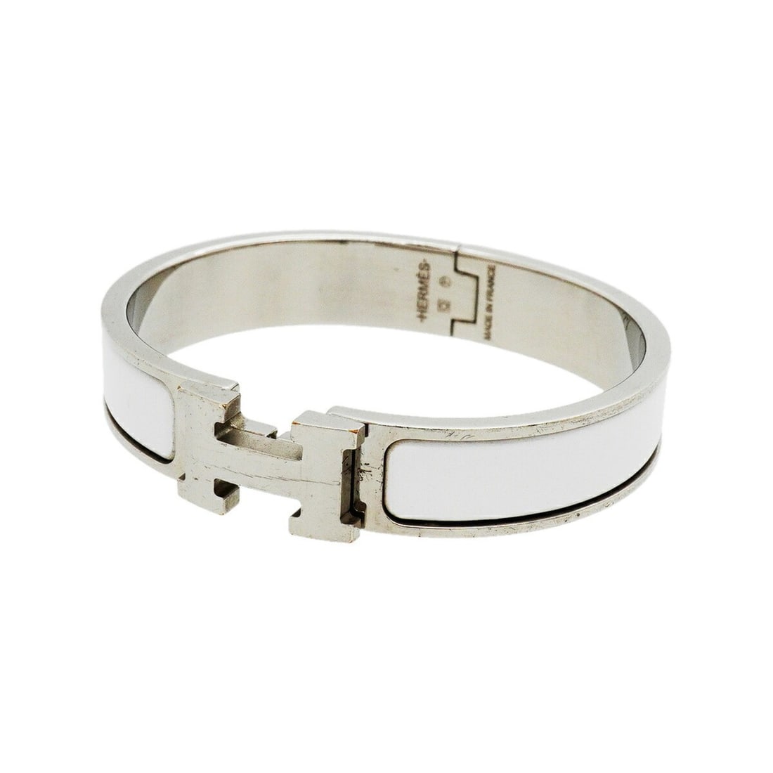 Hermes Bangle Clic Clac PM Metal Silver White Women's (1 of 14)