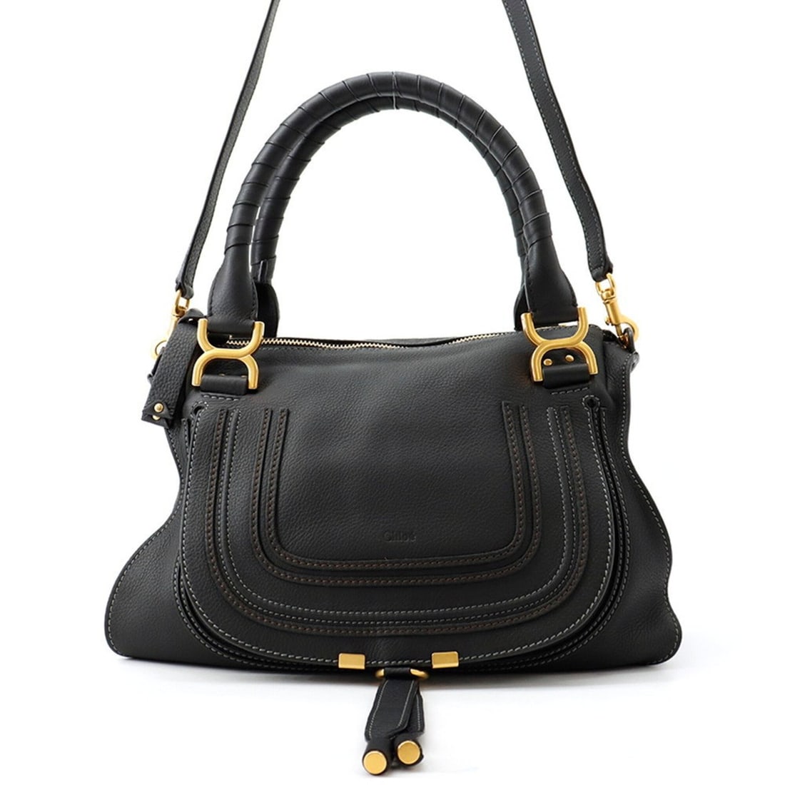 Chloé Chloe shoulder bag, Marcie calfskin, 2-way black, handbag. (1 of 17)