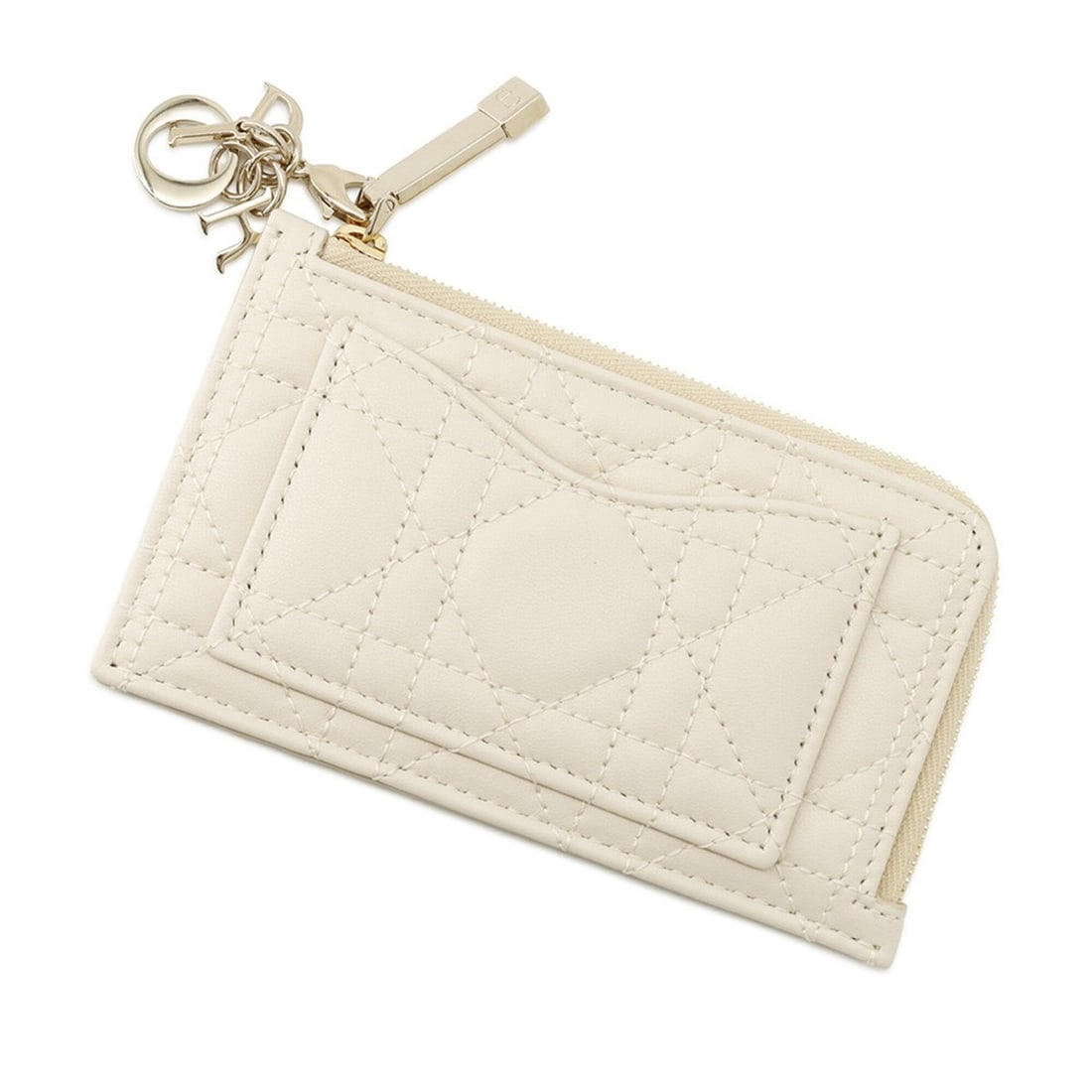 Christian Dior Business Card Holder/Card Case Lady Cosmos Zip Holder Cannage Lambskin S0965ONMJ (1 of 10)