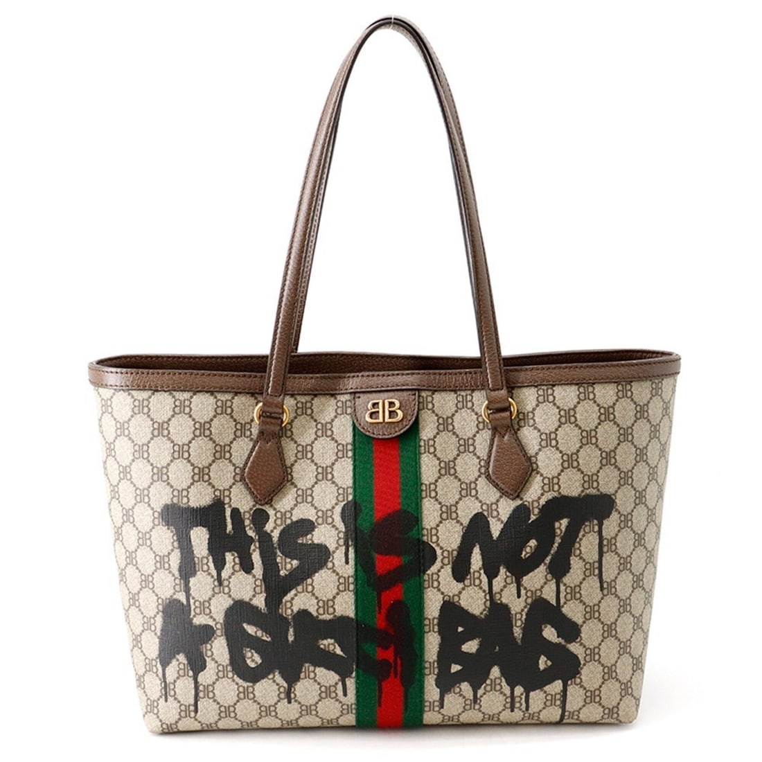 Balenciaga Tote Bag The Hacker Project Medium Leather 680125 BALENCIAGA Gucci Collaboration Handbag: --- Catalog ---Category: SizeSize (HxWxD): 29cm x 36cm x 14cm / 11.41'' x 14.17'' x 5.51''Category: DesignType: Tote bagColor: Beige, BrownGender: WomenMaterial: PVC , Leather Category: GeneralBrand: 