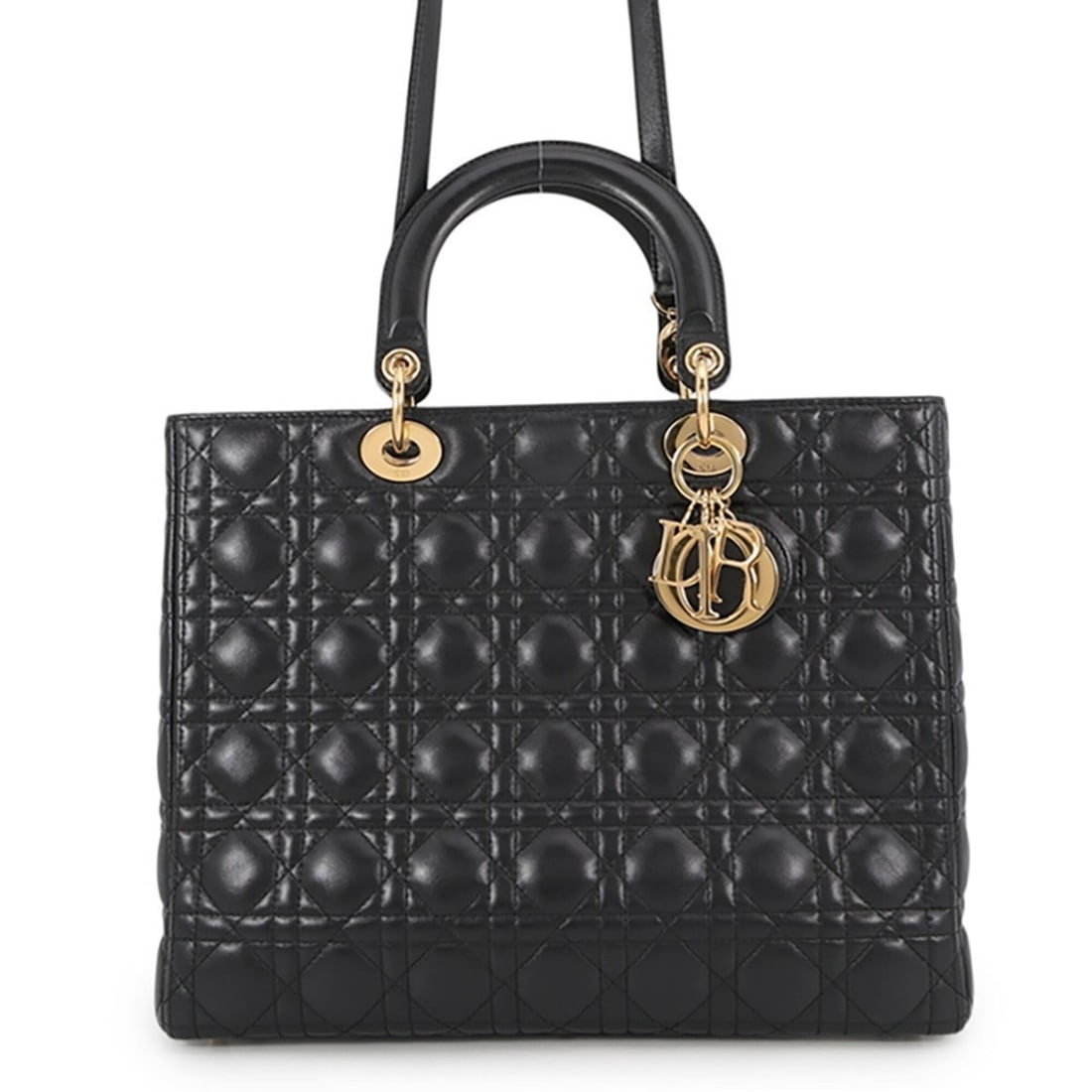 Christian Dior handbag Lady Cannage Large 2-way Black (1 of 18)