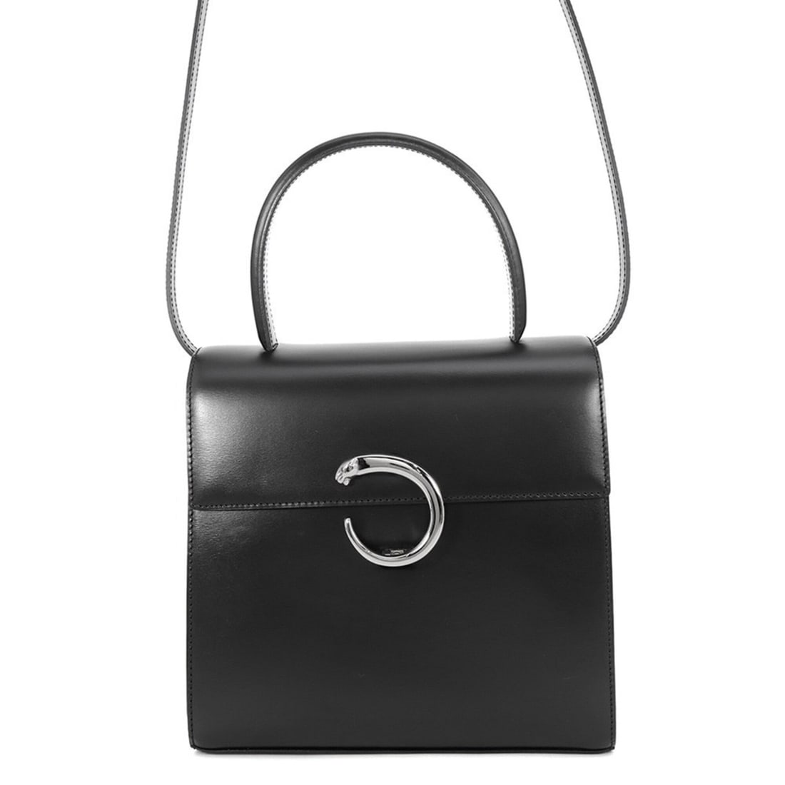 Cartier Panthère Leather Handbag, 2-way Shoulder Bag, Black, Handbag for Women: --- Catalog ---Category: SizeSize (HxWxD): 20cm x 21cm x 5.5cm / 7.87'' x 8.26'' x 2.16''Category: DesignType: Handbag, Shoulder bagColor: BlackGender: WomenMaterial: Leather Category: GeneralBrand: C