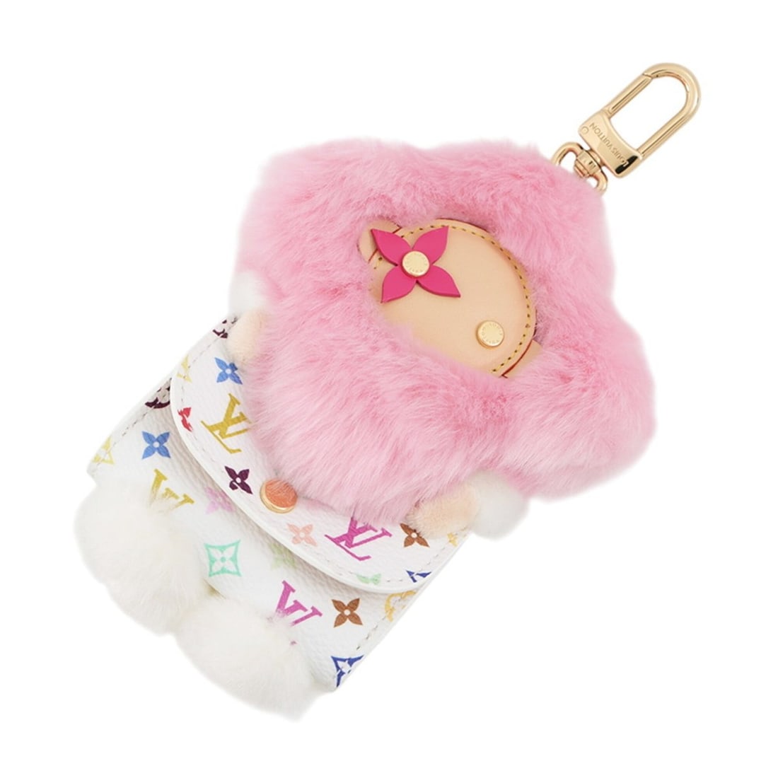 Louis Vuitton Accessory Bag Charm Monogram Multicolor LV x TM Vivienne Caddle M03727 Takashi: --- Catalog ---Category: SizeSize (HxWxD): 150.00mm x 115.00mm x 30.00mm / 5.91'' x 4.53'' x 1.18''Category: DesignType: Handbag charmColor: Multi-color, PinkGender: WomenMaterial: Fur, Monogram Multi