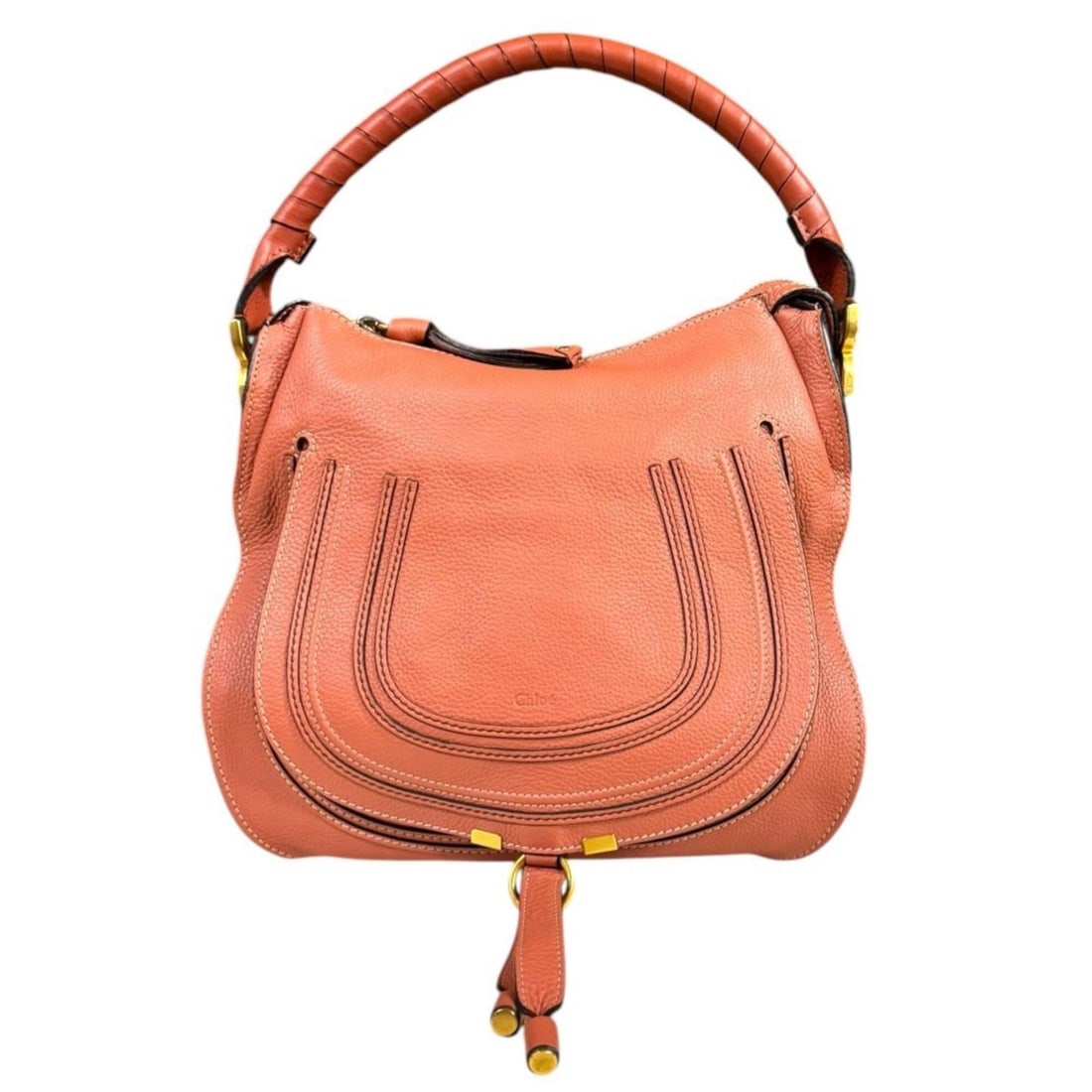 Chloé Chloe Marcie Shoulder Bag, Grain Calf Leather 01125665-4, Orange, Women's, One-Shoulder Bag (1 of 16)