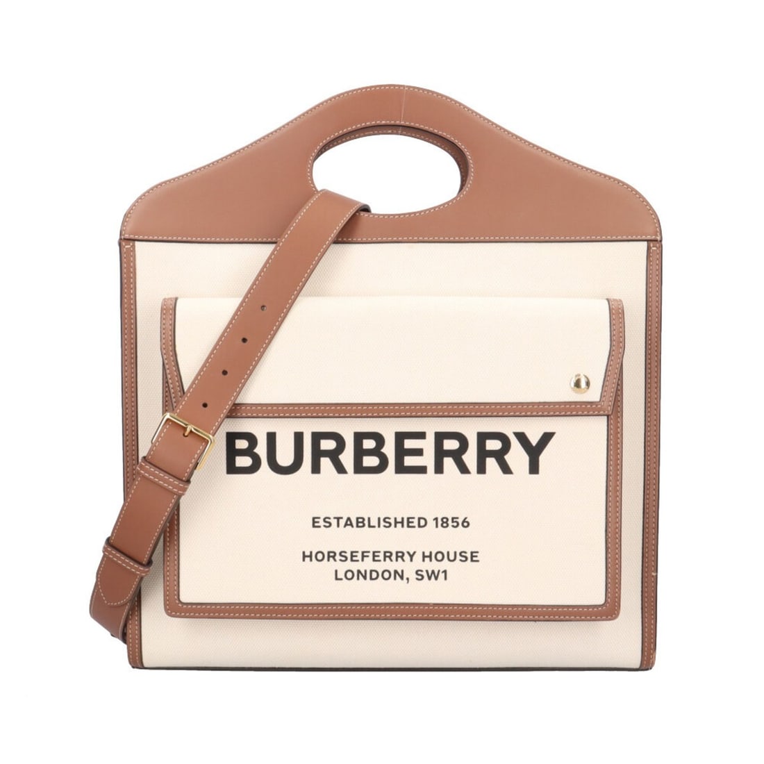 Burberry Medium Two-Tone Pocket Bag Shoulder Handbag Canvas 8031745 Beige Women's BURBERRY 2-way (1 of 13)