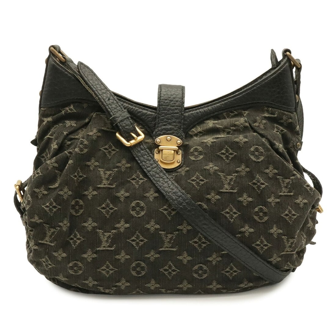 LOUIS VUITTON Louis Vuitton Monogram Denim XS Shoulder Bag Canvas Leather Noir Black M95608 (1 of 11)